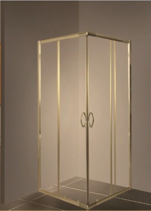 10cm extension corner semi frameless shower enclosure in Chromed finish with clear tempered glass